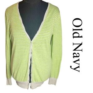 Old Navy Striped Cardigan Sweater L, Long Sleeve, Button Down, Casual Knit Top